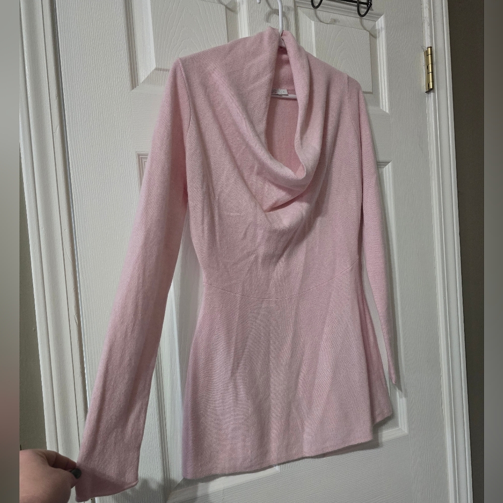 Raffi Cashmere Cowlneck Tunic Sweater in Light Pink, Lagenlook, Sz Small, EUC! - Picture 2 of 13